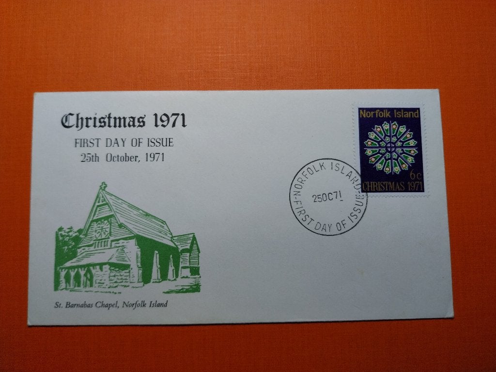 Fdc 1971 Chirstmas Norfolk Island, Postzegels en Munten, Postzegels | Eerstedagenveloppen, Verzenden, Onbeschreven, Rest van de wereld