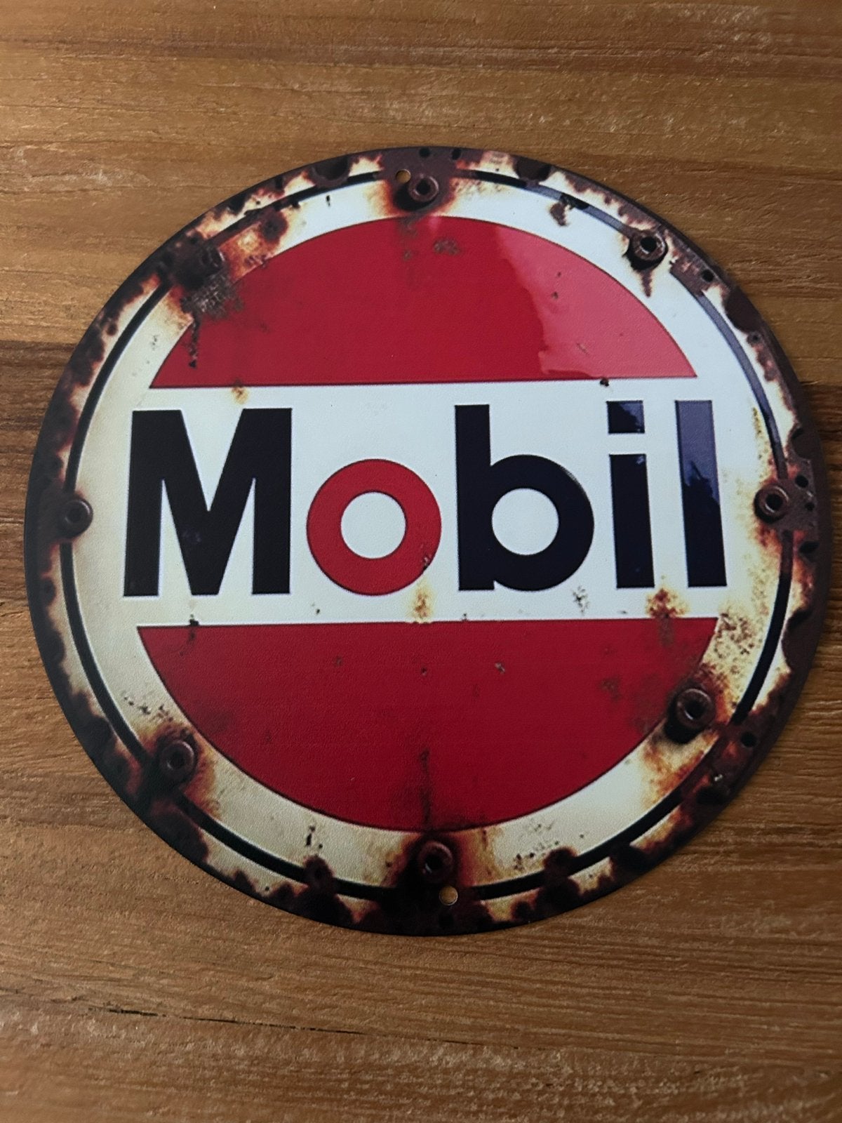 Rond metalen Mobil bord - Vintage look, Ophalen of Verzenden, Nieuw