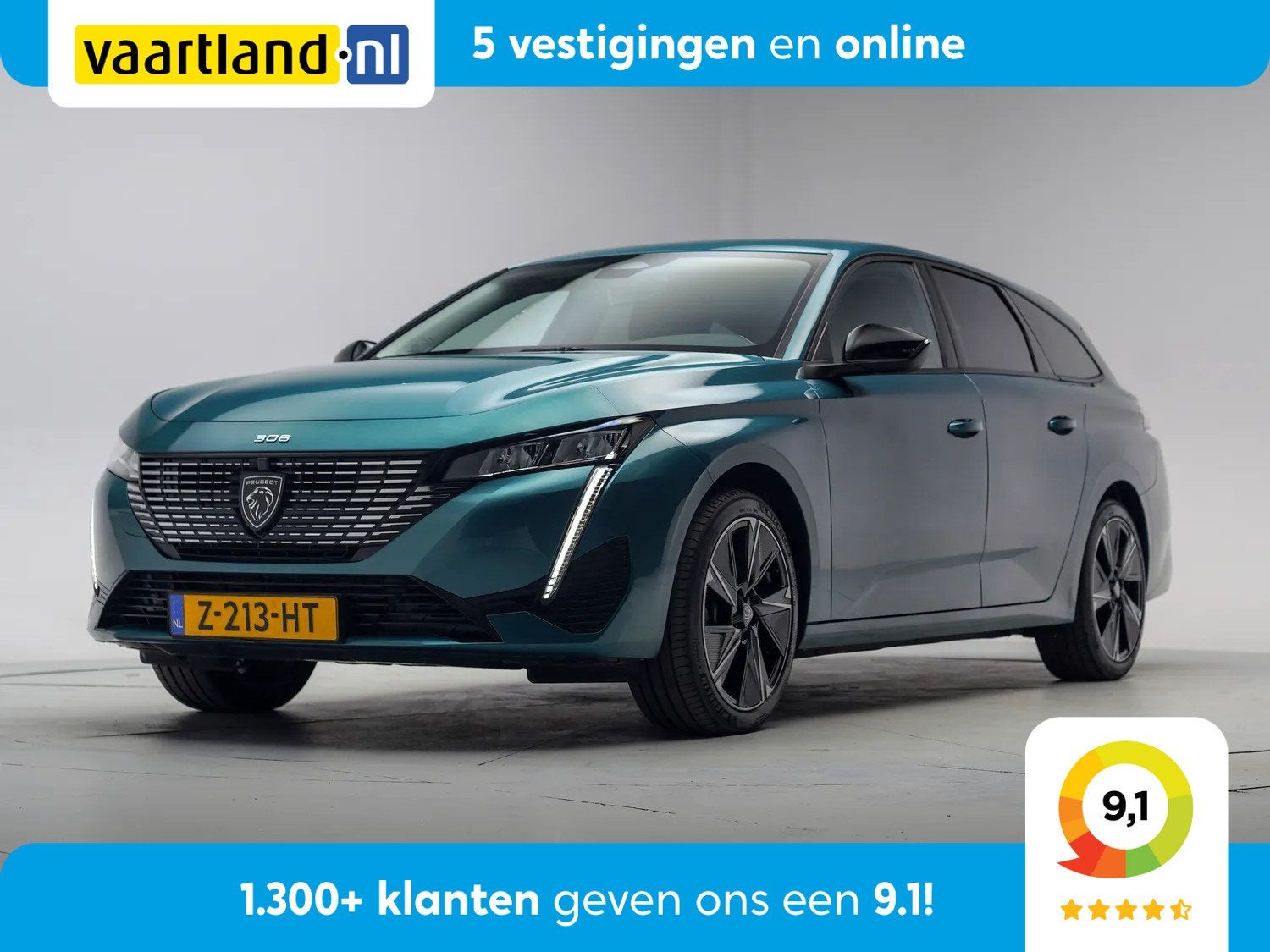 Peugeot E-308 SW Allure EV 54 kWh [ LED Half-leder Navi Came, 0 cilinders, Gebruikt, 156 pk, Blauw