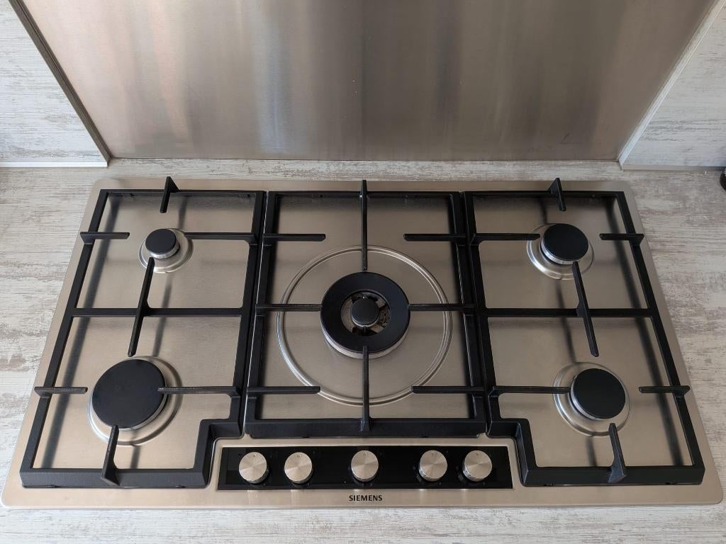 5 pits gasfornuis Siemens met wokbrander (91,5 x 52 cm, Ophalen, Gebruikt, Inbouw, Gas