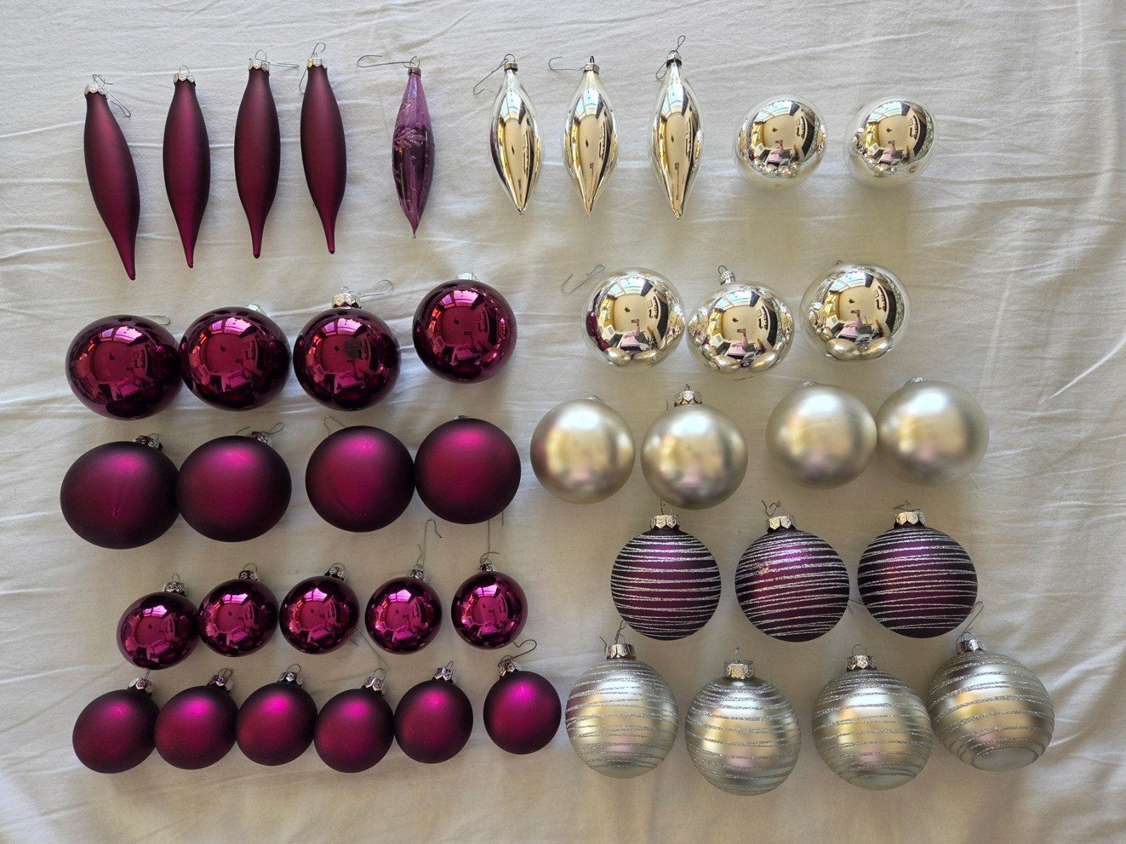 Glazen kerstballen | Paars/Zilver | €12, Diversen, Ophalen