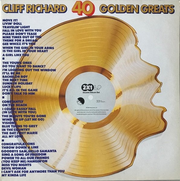 LP - Cliff Richard ‎– 40 Golden Greats, Cd's en Dvd's, LP, Rock, Gebruikt, Ophalen of Verzenden