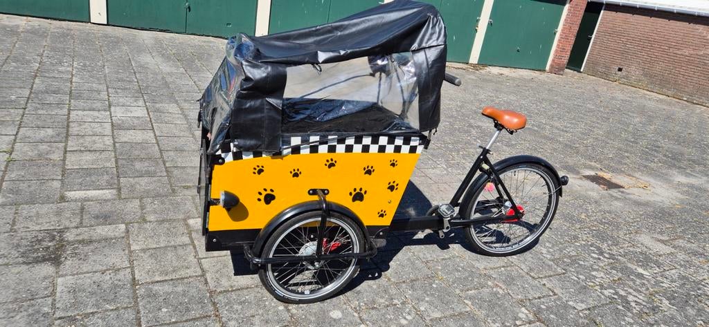 Hondenbakfiets - Gele Bakfiets met Hondenpootjes, Gebruikt, Trommelrem, Ophalen, Overige merken