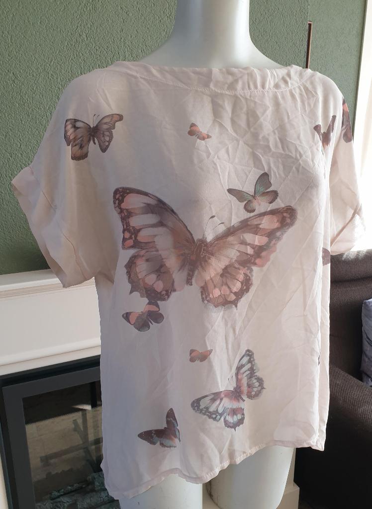 Made in Italy mooie beige vlinder top L 42, Kleding | Dames, Tops, Made in Italy, Verzenden, Beige, Maat 42/44 (L)
