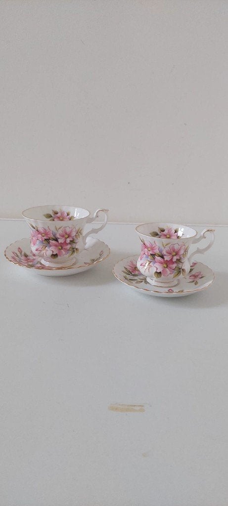 Royal Albert Wild Rose heren + dames kop en schotel, Eu, Eu, Ophalen of Verzenden, Zo goed als nieuw