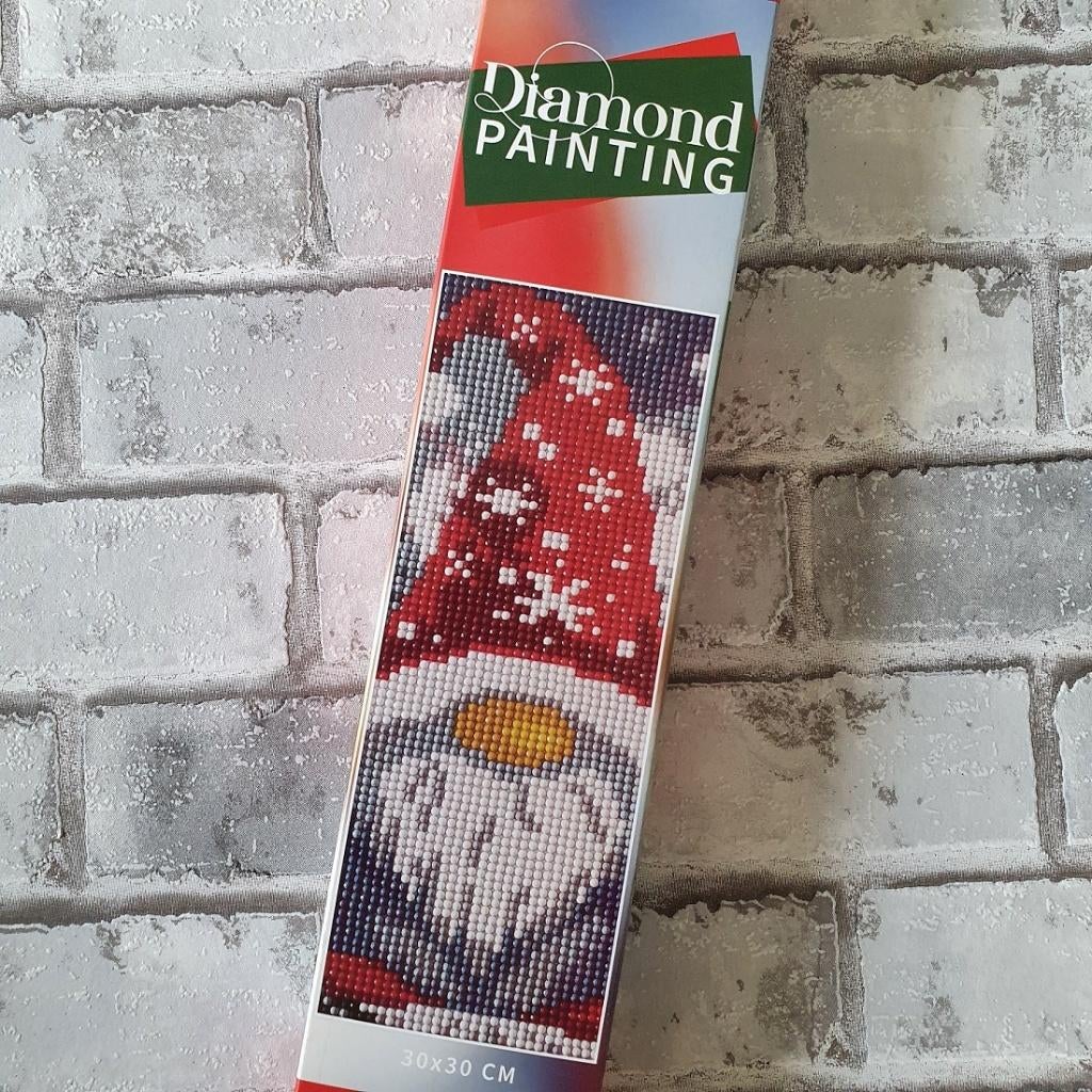Diamond painting Kerst gnome 30x30 cm DIY Kit Zelf maken Cre