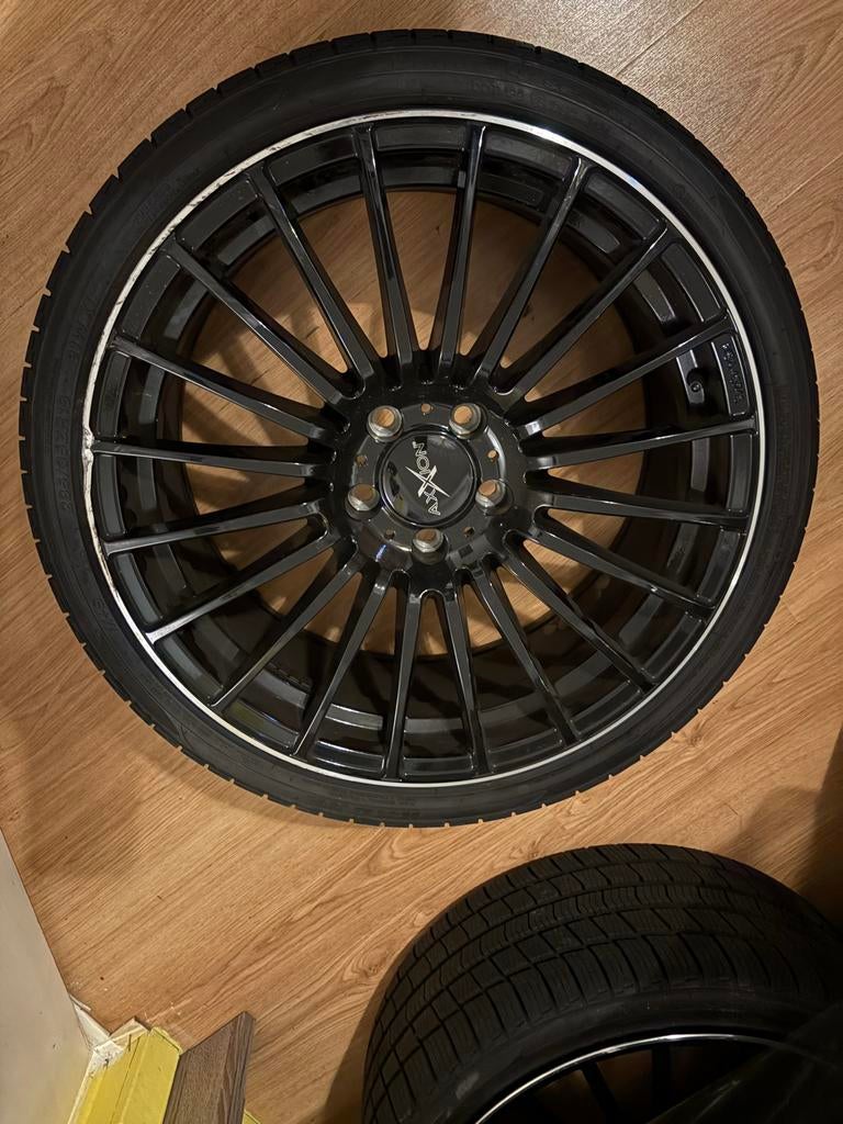 Setje 19 inch velgen spaken zwart incl banden Golf 7 vw Audi, 18 inch, Gebruikt, Velg(en), 265 mm