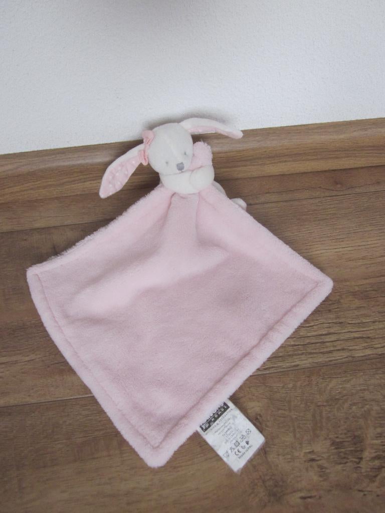 Maisons du Monde roze-wit superzacht knuffeldoek wit konijn, Kinderen en Baby's, Ophalen of Verzenden, Nieuw, Konijn