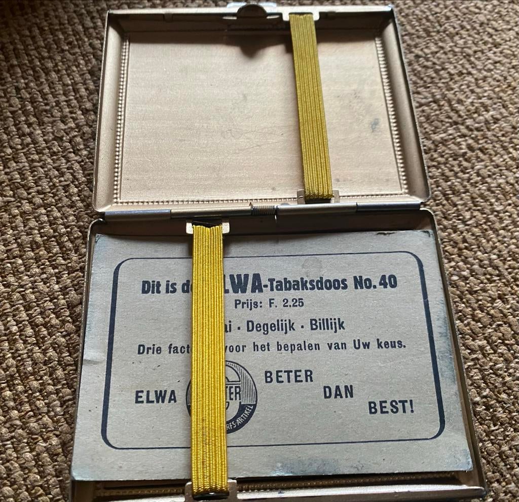 Vintage ELWA Tabaksdoos Jaren '40-'50, Verzamelen, Ophalen of Verzenden, Gebruikt, Tabaksdoos of Verpakking