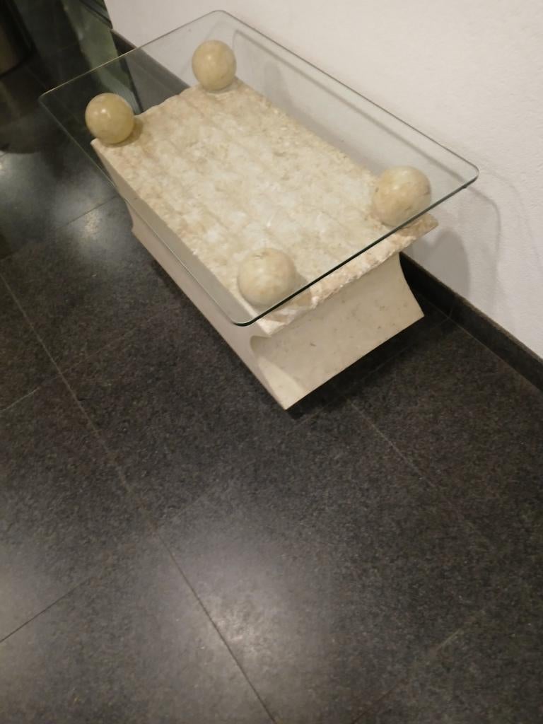 Fossiell stone salontafel, Ophalen, 50 tot 100 cm, 50 tot 100 cm, Zo goed als nieuw