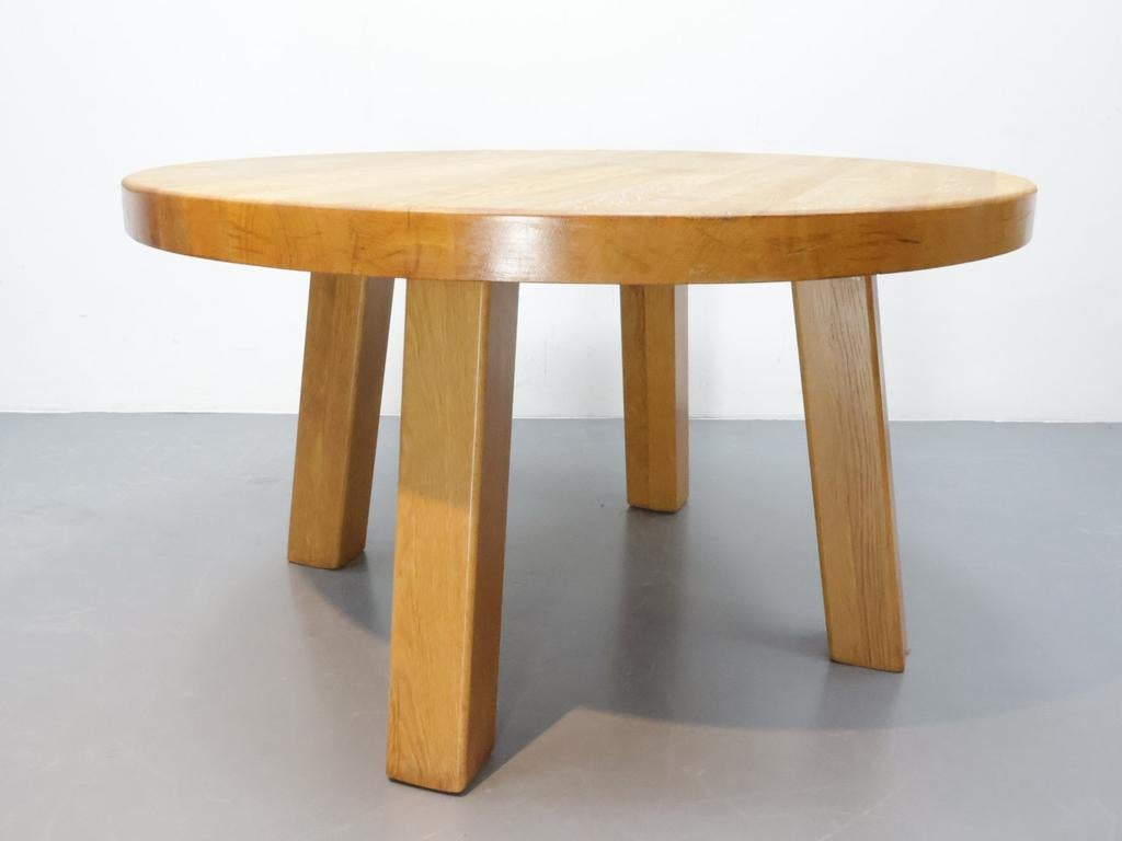 Massief eiken eettafel | Brutalist  | Rond, Huis en Inrichting, Tafels | Eettafels, Ophalen, ., Zo goed als nieuw, .