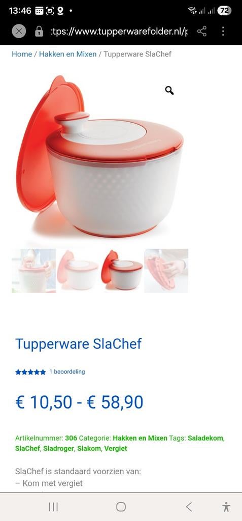 Tupperware slachef, Ophalen of Verzenden