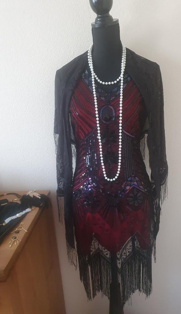 Charleston jurk incl accesoires mt S/M THETRU, Thetru, Carnaval, Ophalen of Verzenden, Zo goed als nieuw