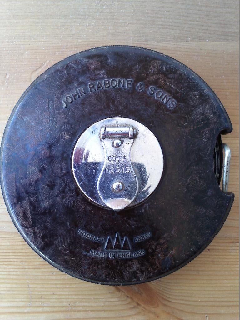 Mooi antiek 66ft meetlint van John Rabone uit Engeland 10 cm