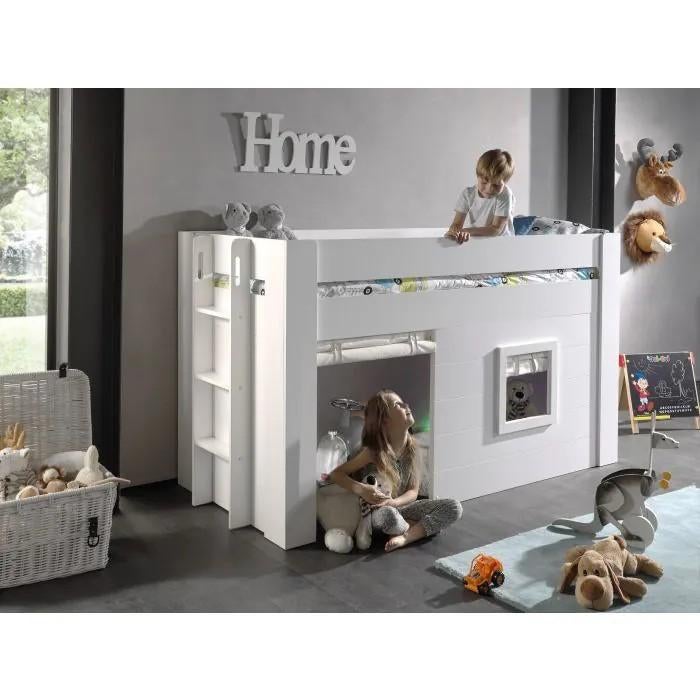 Noah Halfhoogslaper 90x200 Wit met Huisje, Ophalen, Gebruikt, Halfhoogslaper