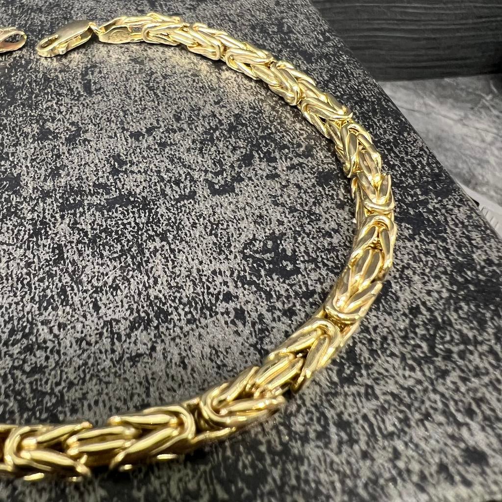 14k gouden armband koningsschakel italy, Ophalen of Verzenden, Nieuw, Goud