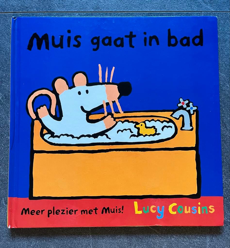 Muis gaat in bad - Lucy Cousins, Ophalen of Verzenden, Zo goed als nieuw, Uitklap-, Voel- of Ontdekboek, 1 tot 2 jaar