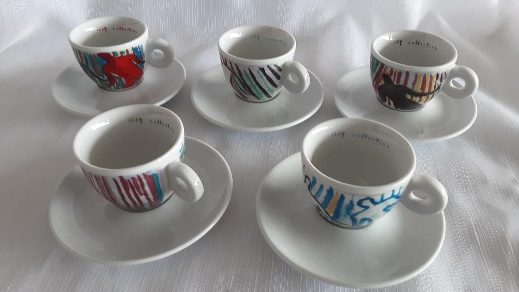 ILLY COLLECTION espresso A. CHIA kopjes 5 stuks, 1997, Huis en Inrichting, Keuken | Servies, Overige materialen, Ophalen of Verzenden