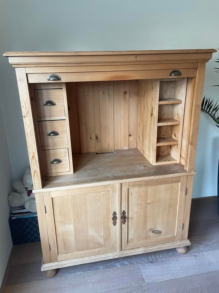 Grenen secretaire/tv kast/computerkast, Ophalen, Minder dan 50 cm, Gebruikt, 100 tot 150 cm