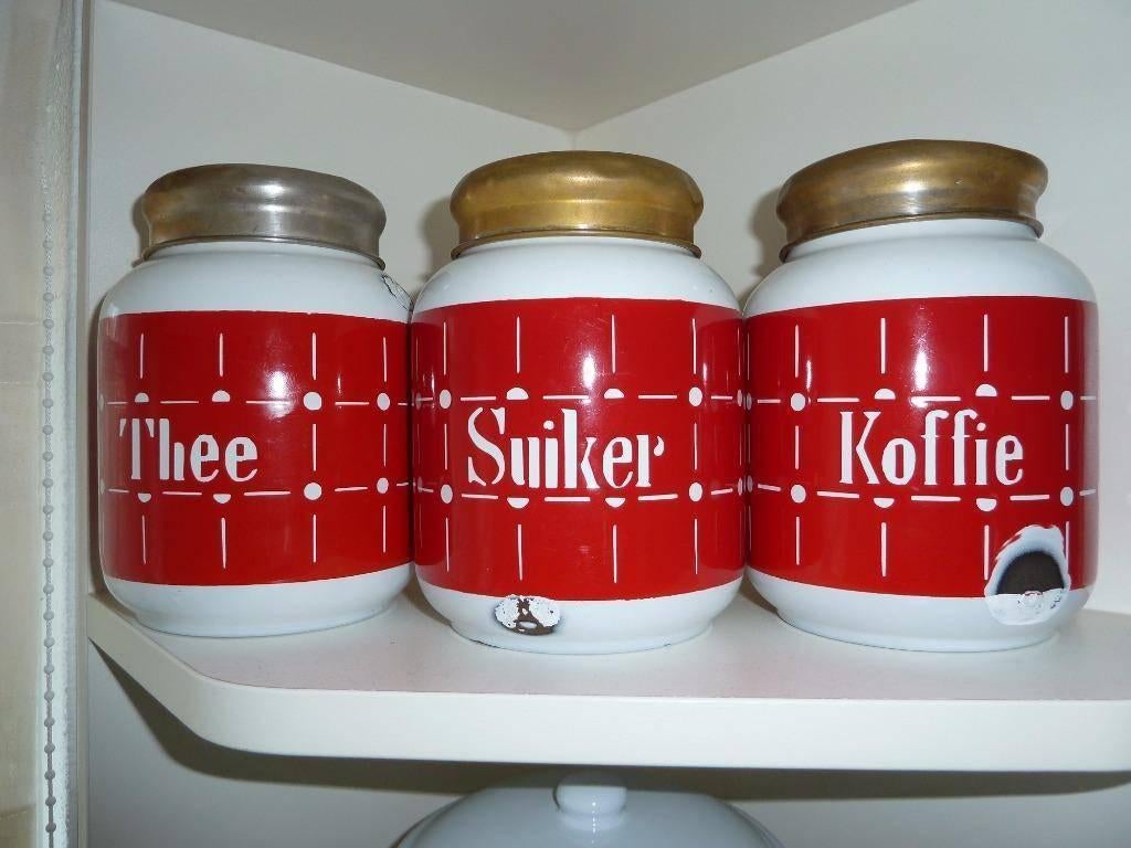Thee.Koffie ,Suiker bussen van Emaillen, Ophalen of Verzenden