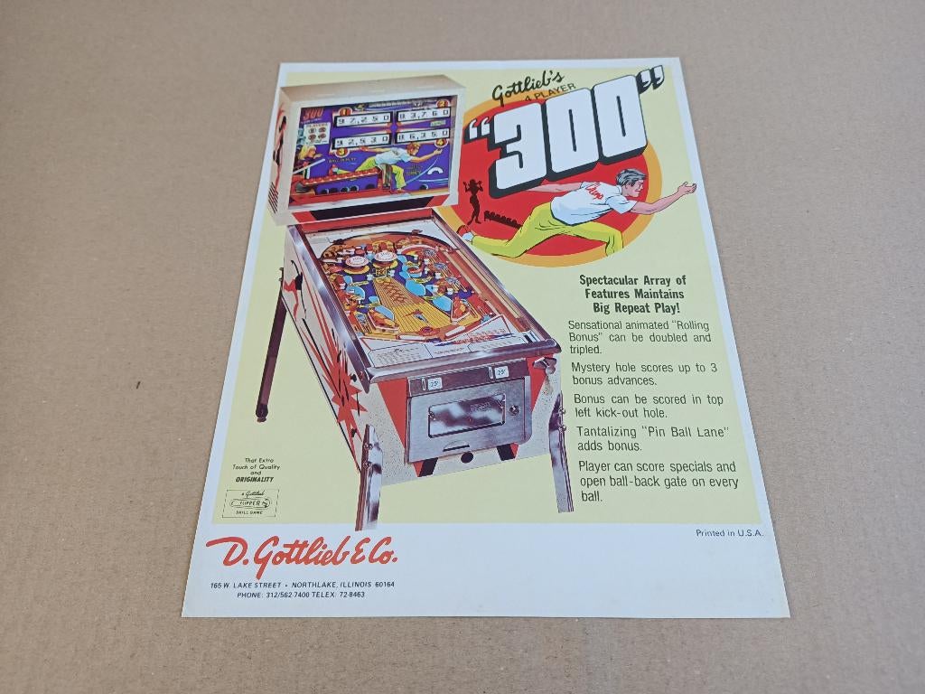 Flyer: Gottlieb 300 (1975) Flipperkast, Verzenden, Gebruikt, Elektronisch, Flipperkast