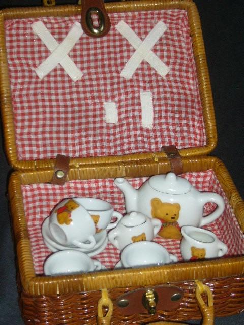 Kinder Servies Beren + Rieten Picnic Mandje, Ophalen