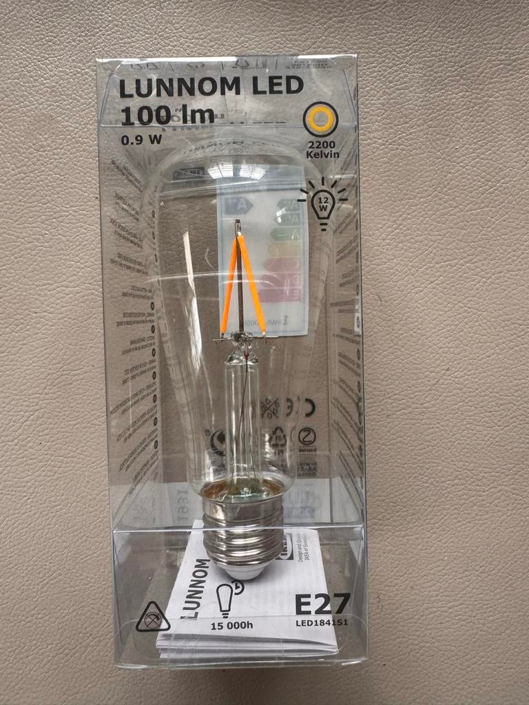 Ikea Lunnom LED Lamp E27, Huis en Inrichting, Lampen | Losse lampen, Nieuw, Led-lamp, Minder dan 30 watt, E27 (groot), Soft of Flame