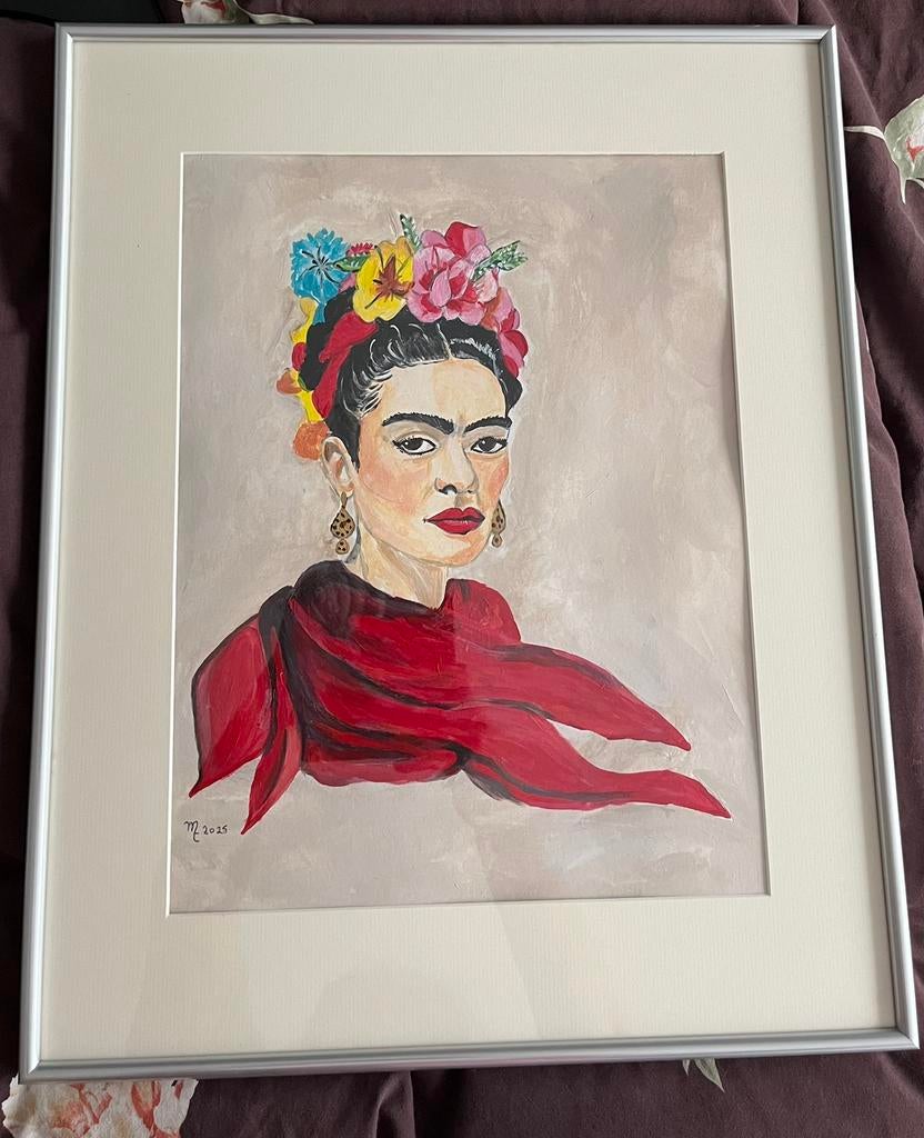 Ingelijst kunstwerk frida kahlo 40 x 50 cm, Antiek en Kunst, Kunst | Schilderijen | Modern, Ophalen