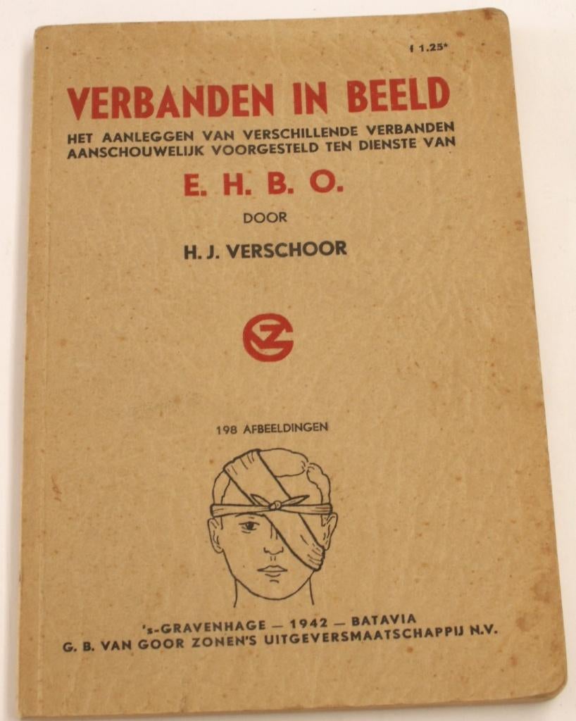 Oud EHBO boekje 1942 verbanden in beeld, Ophalen of Verzenden