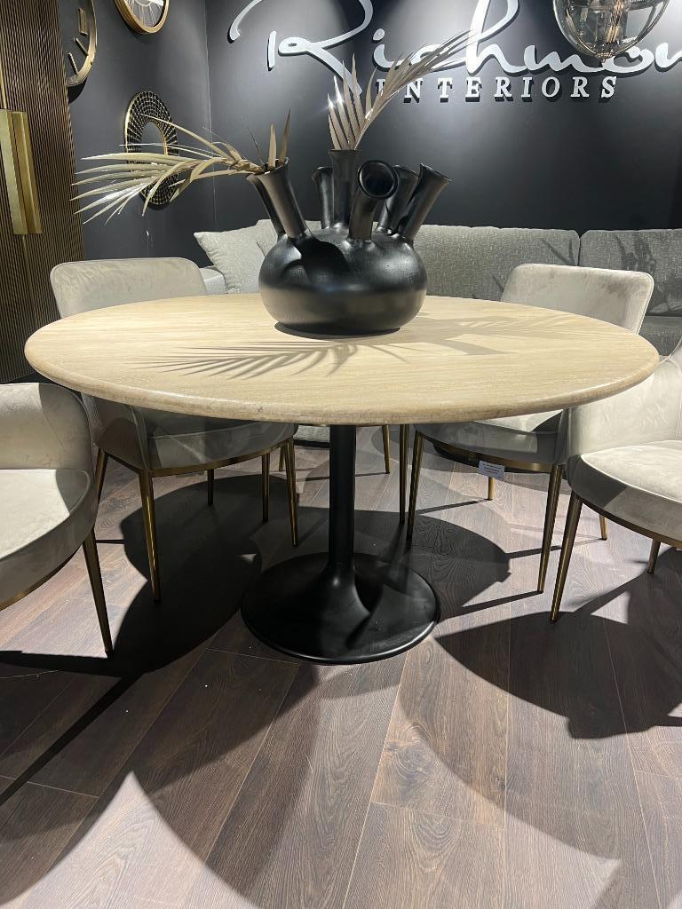 Richmond interiors Eettafel Hampton Travertin, Overige materialen, Luxe, Rond, Ophalen of Verzenden
