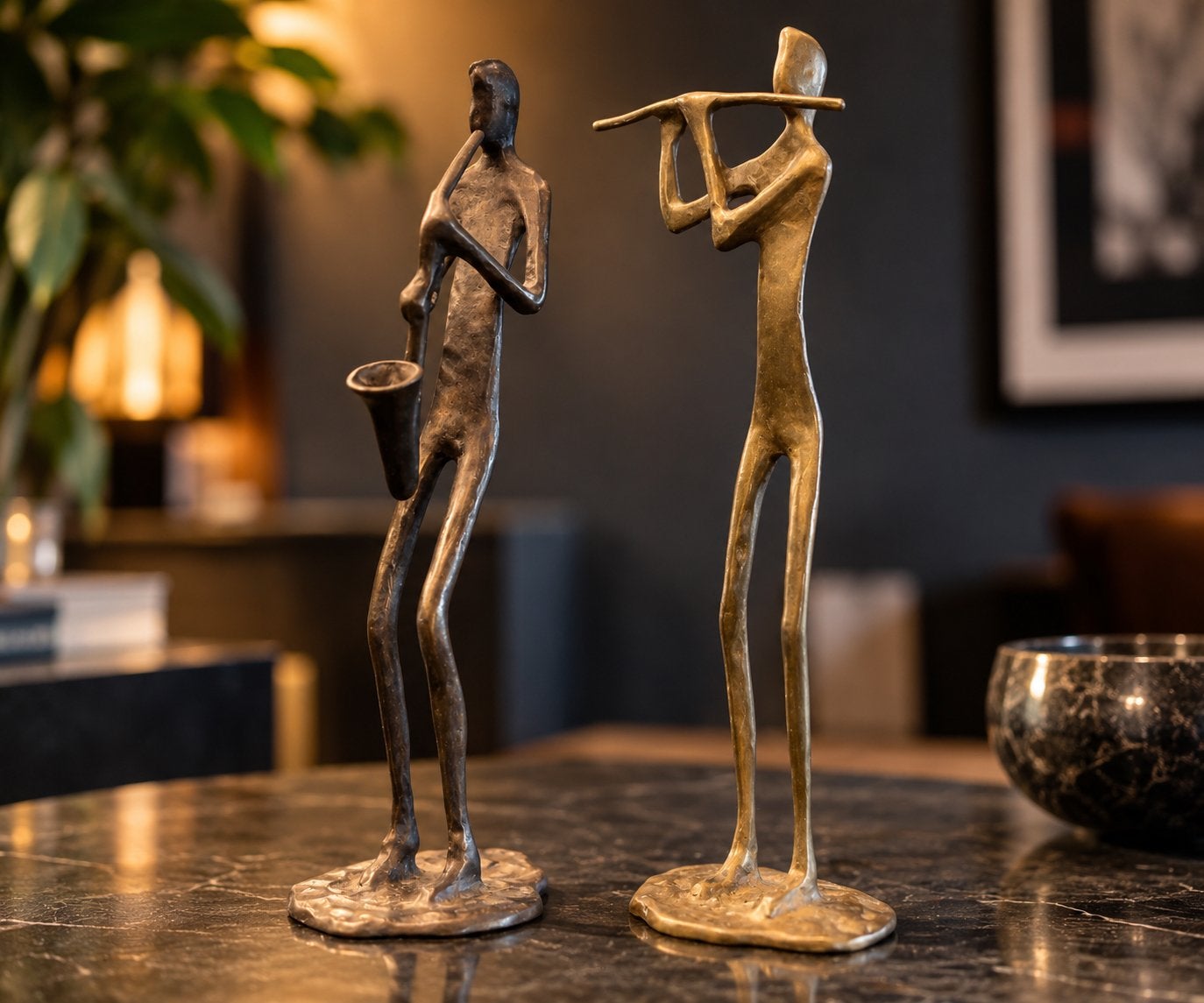 Bronzen beelden van muzikanten - ca. 25cm hoog, Groep mensen, Ophalen of Verzenden, Brons, 20 - 50 cm
