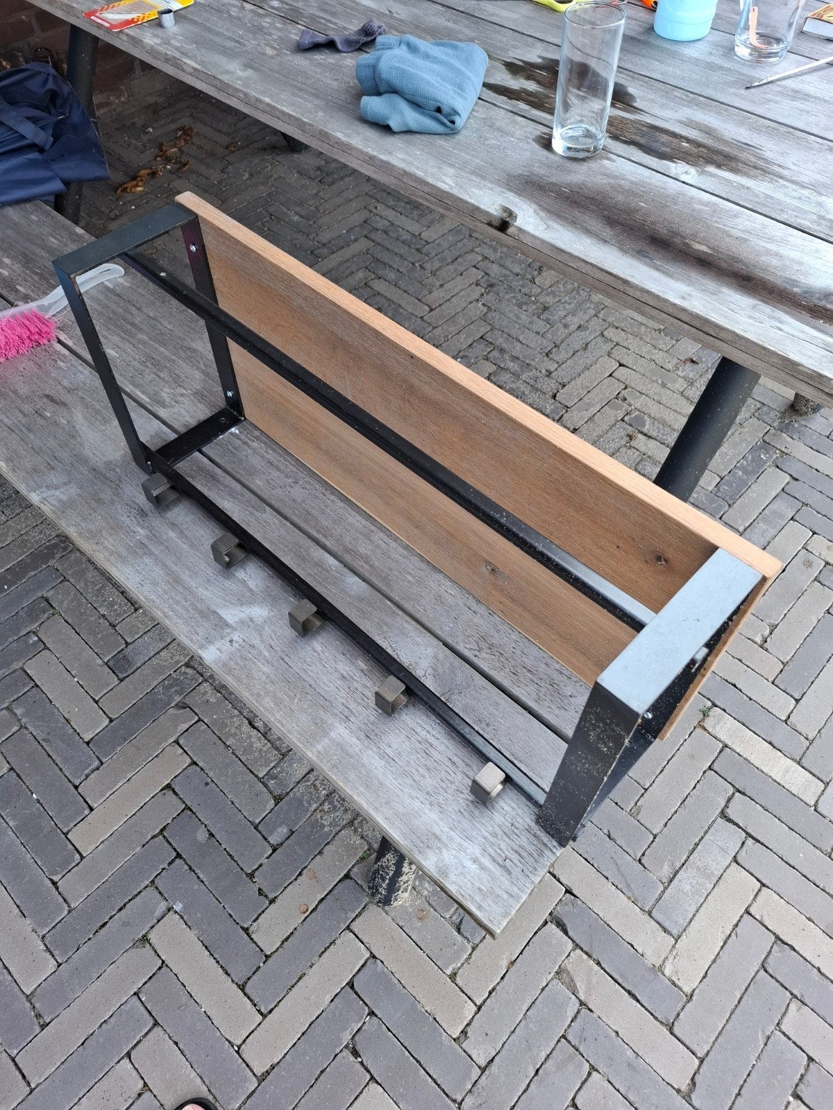 Wandkapstok met plateau en 5 haken - 70x30 cm, Gebruikt, Minder dan 100 cm, Hout, Ophalen