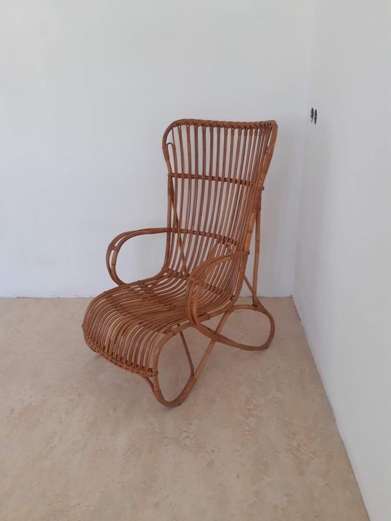 Belse 8 Rotan stoel met hoge rug, Ophalen, Bruin, Riet of Rotan, Zo goed als nieuw