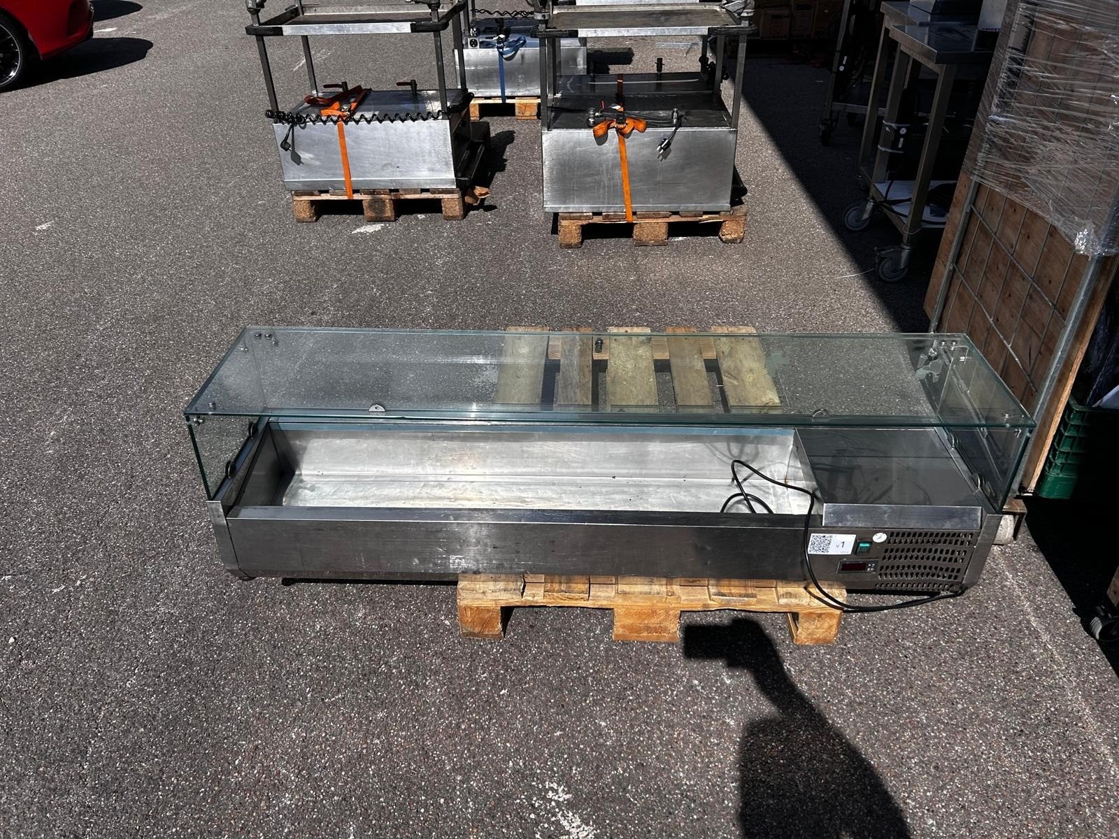 Gekoelde Vitrine RVS met Glasopbouw - 150 cm, Ophalen, Gebruikt, Koelen en Vriezen