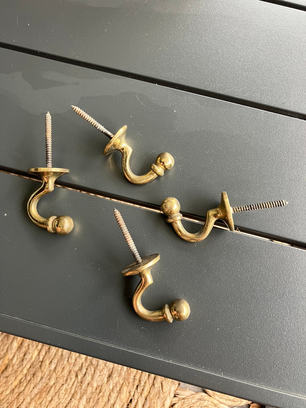 Vier 4 goud kleur kapstok wandhaak haak muurhaak brocante, Wandkapstok, Ophalen of Verzenden, Zo goed als nieuw, Minder dan 100 cm