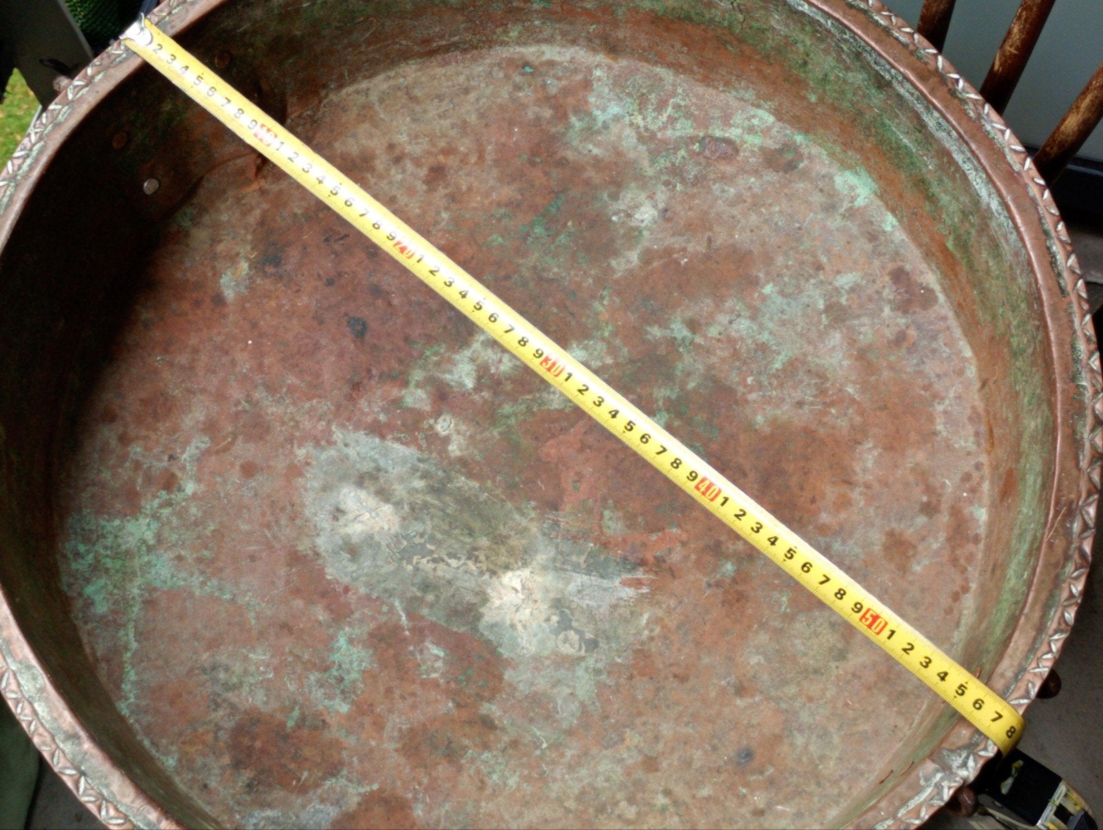 Grote Antieke Koperen Schaal met Handvatten - 58 cm Diameter, Antiek en Kunst, Antiek | Koper en Brons, Ophalen of Verzenden, Koper