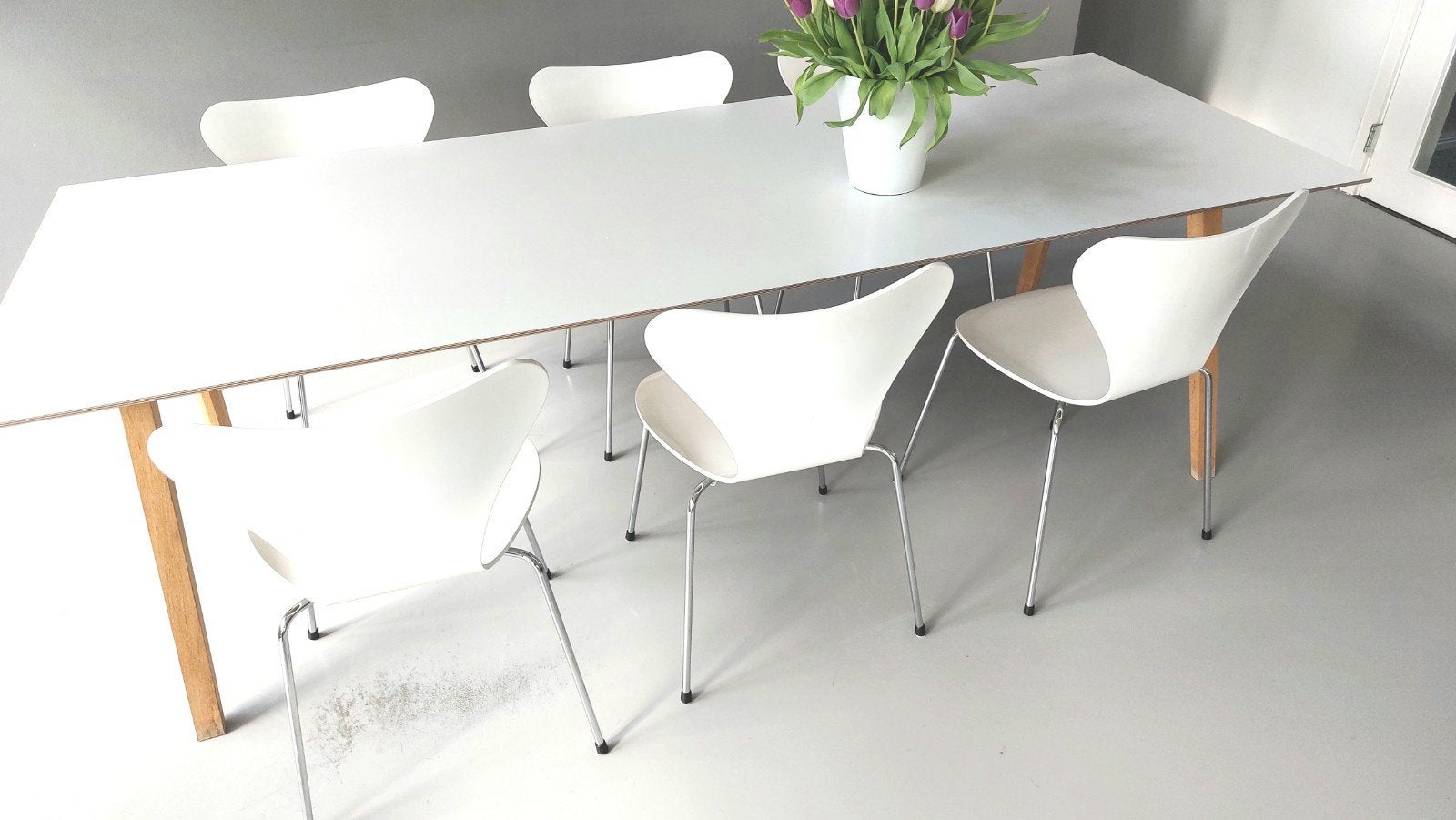 Moderne CPH30 eettafel van HAY met wit blad en houten poten, 200 cm of meer, Vijf personen of meer, Modern, minimalistisch, Rechthoekig