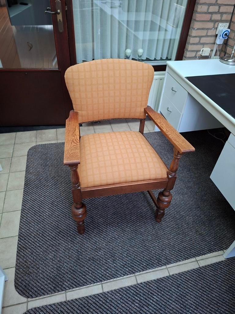 Vintage retro opgeknapte eikenhouten armstoel teab, Ophalen