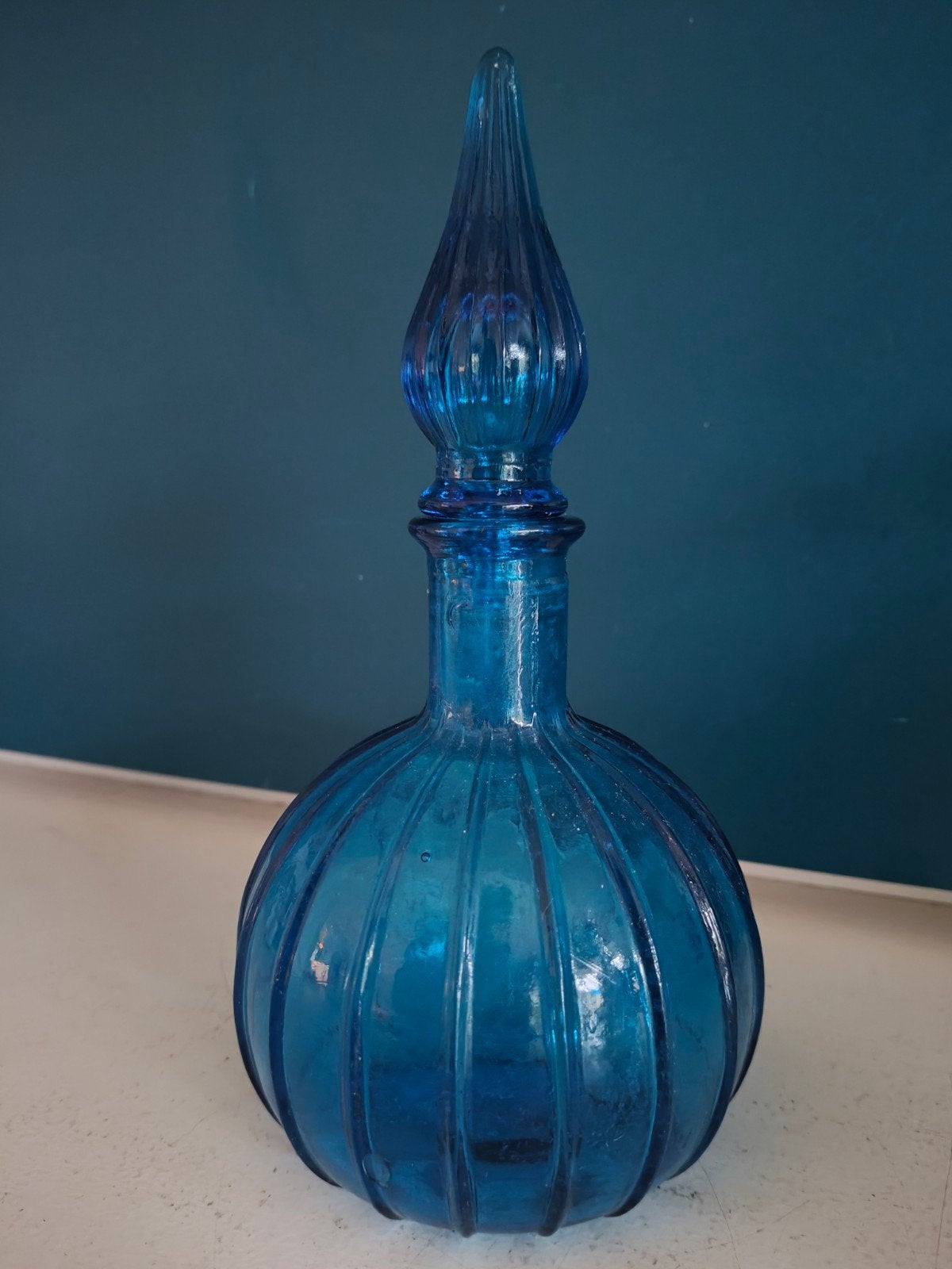 Vintage Empoli blauwe fles met stop karafje, Ophalen of Verzenden