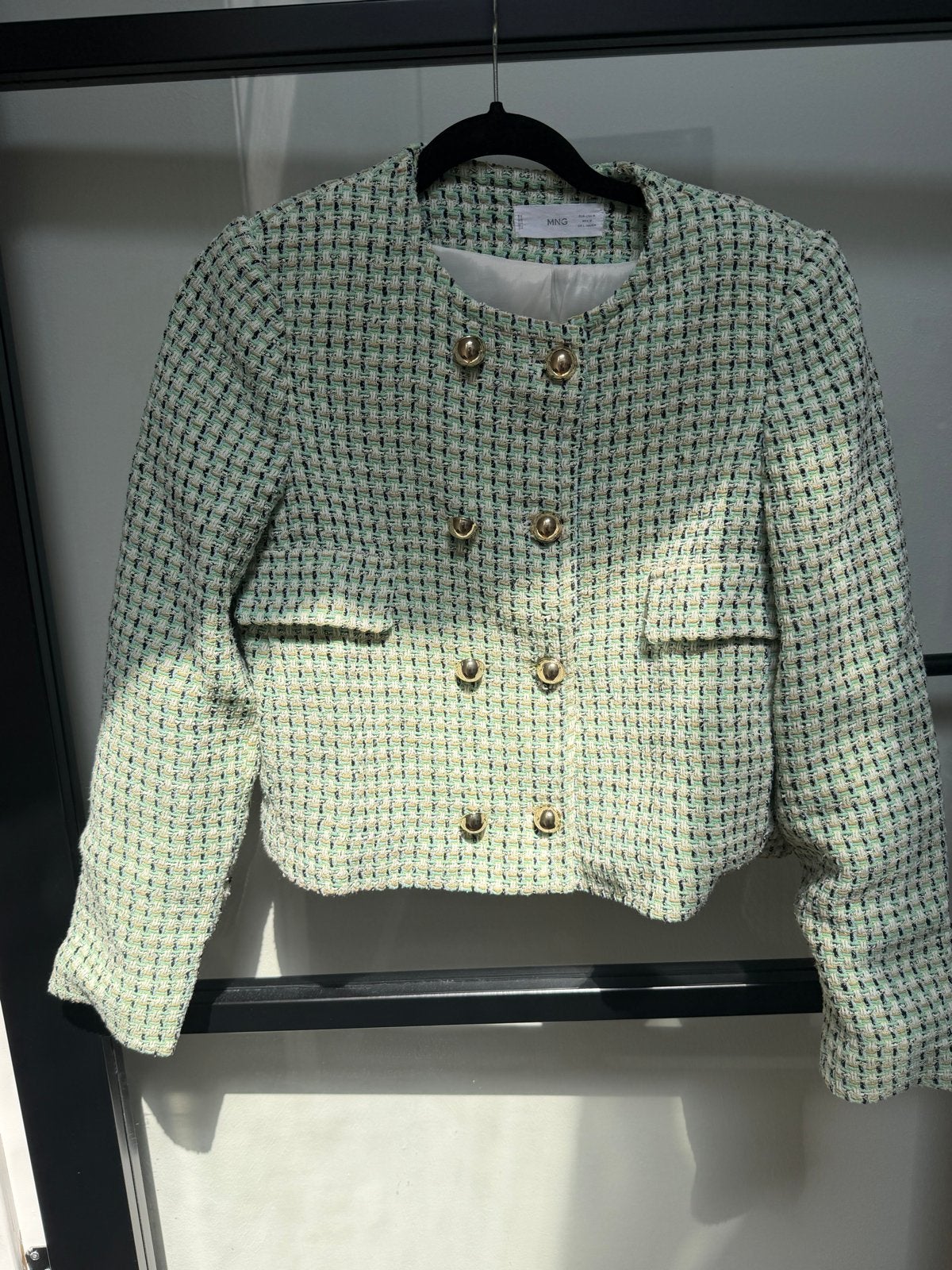 MNG Tweed Jasje met Gouden Knopen - Maat M, Kleding | Dames, Ophalen of Verzenden, Zo goed als nieuw, Maat 38/40 (M), Groen
