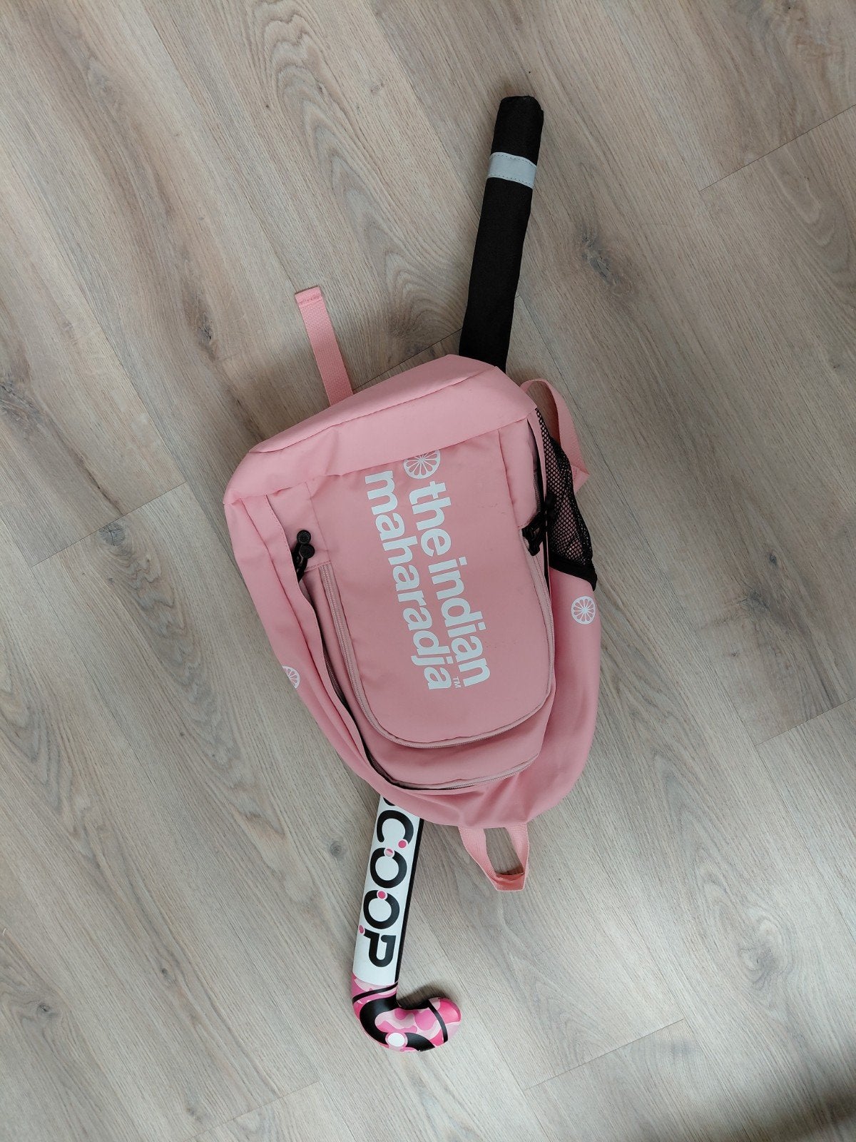 Roze The Indian Maharadja hockeytas met stick, Ophalen, Gebruikt, Tas