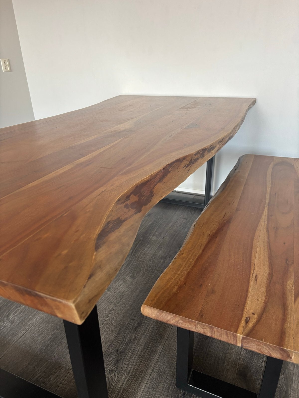 Eettafel met bijpassend bankje - 1x2 meter, Ophalen, 50 tot 100 cm, Zo goed als nieuw, Vijf personen of meer