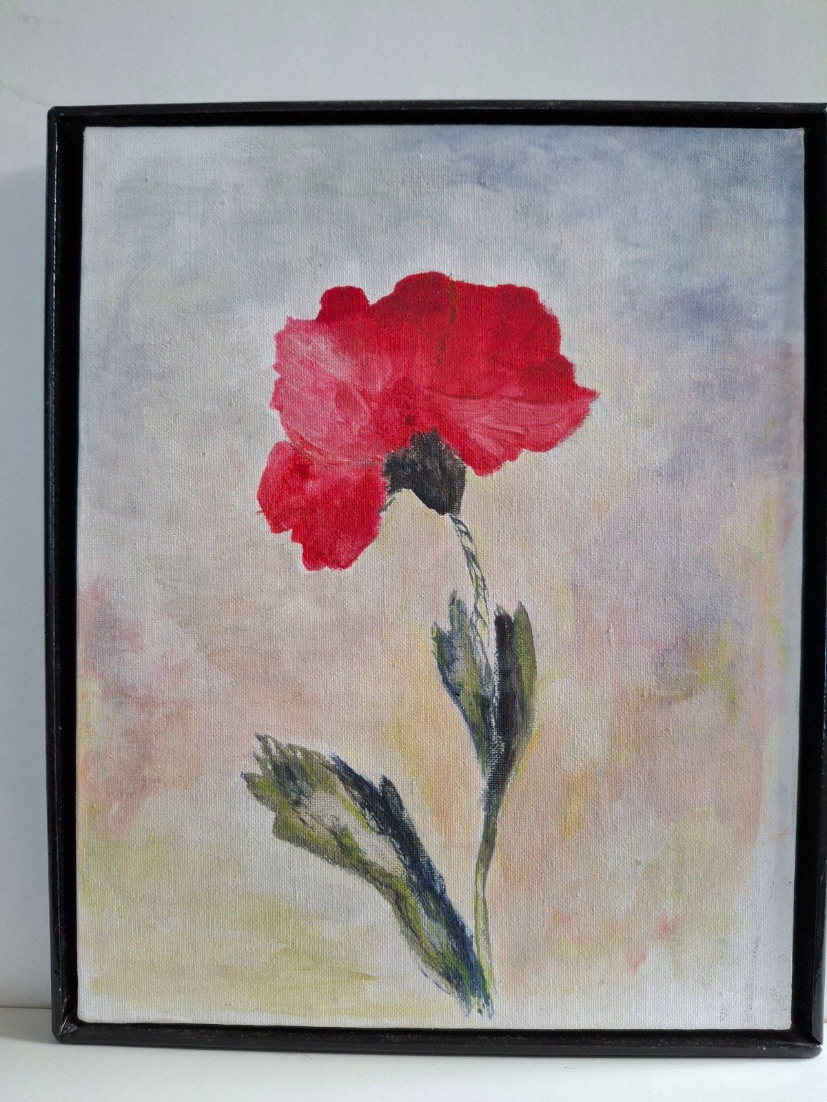 Klaproos. Acryl.  schilderij op canvas, Ophalen of Verzenden, Acrylverf, Bloemen