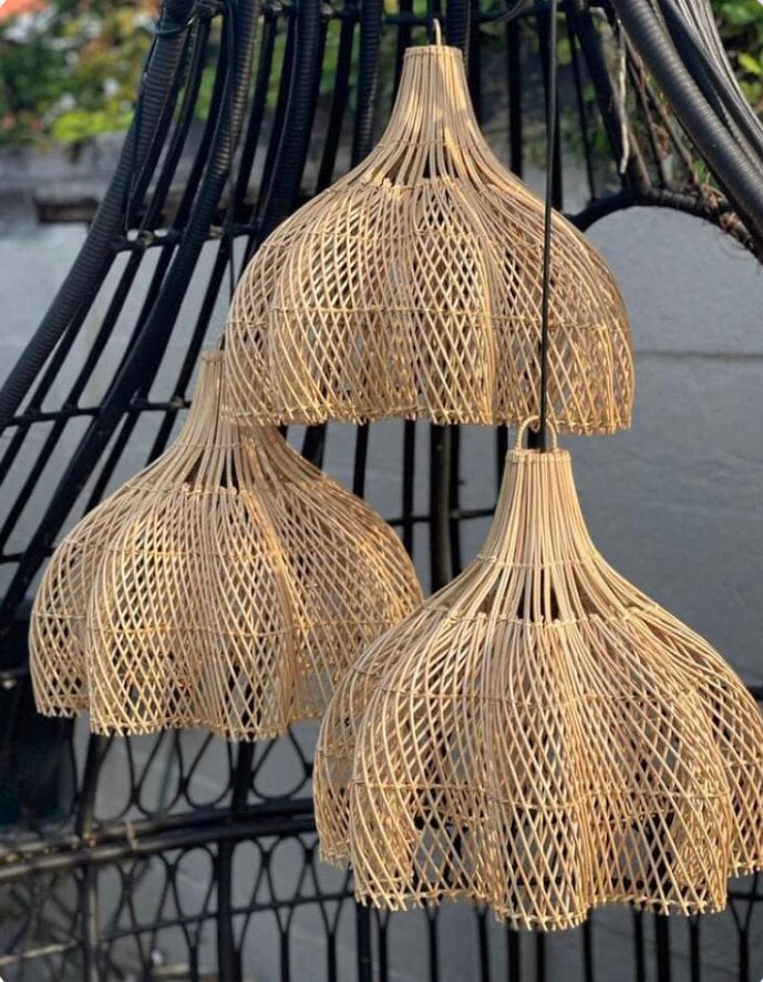 Rotan boho naturel lampen kappen 40 & 50 dia nieuw Bali, Hanglamp, Bruin, Natuurlijk materiaal, Nieuw