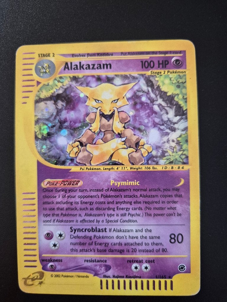 Alakazam 1/165 uit de vintage Expedition Base Set, Hobby en Vrije tijd, Ophalen of Verzenden, Gebruikt, Losse kaart