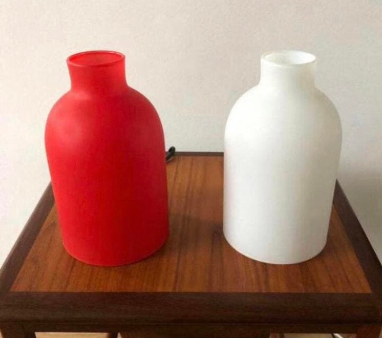 Vintage SCE Blanca tafellamp | Whisky fles | Wit / Rood, Huis en Inrichting, Lampen | Tafellampen, Rood, Ophalen of Verzenden