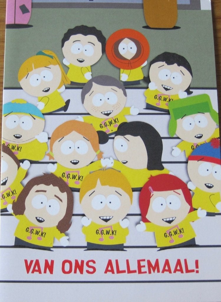 Southpark - dubbele felicitatie kaart, Ophalen of Verzenden, 1980 tot heden, Gelopen, Overige thema's