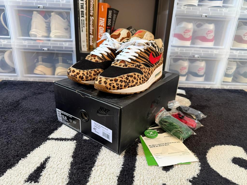 Nike x Atmos Air Max 1 ‘Animal 2.0’, Overige kleuren, Ophalen of Verzenden, Sneakers of Gympen, Gedragen