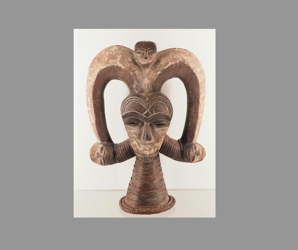 Div. Afr. kunst oa Kwele masker Gabon (251005-06), Ophalen of Verzenden