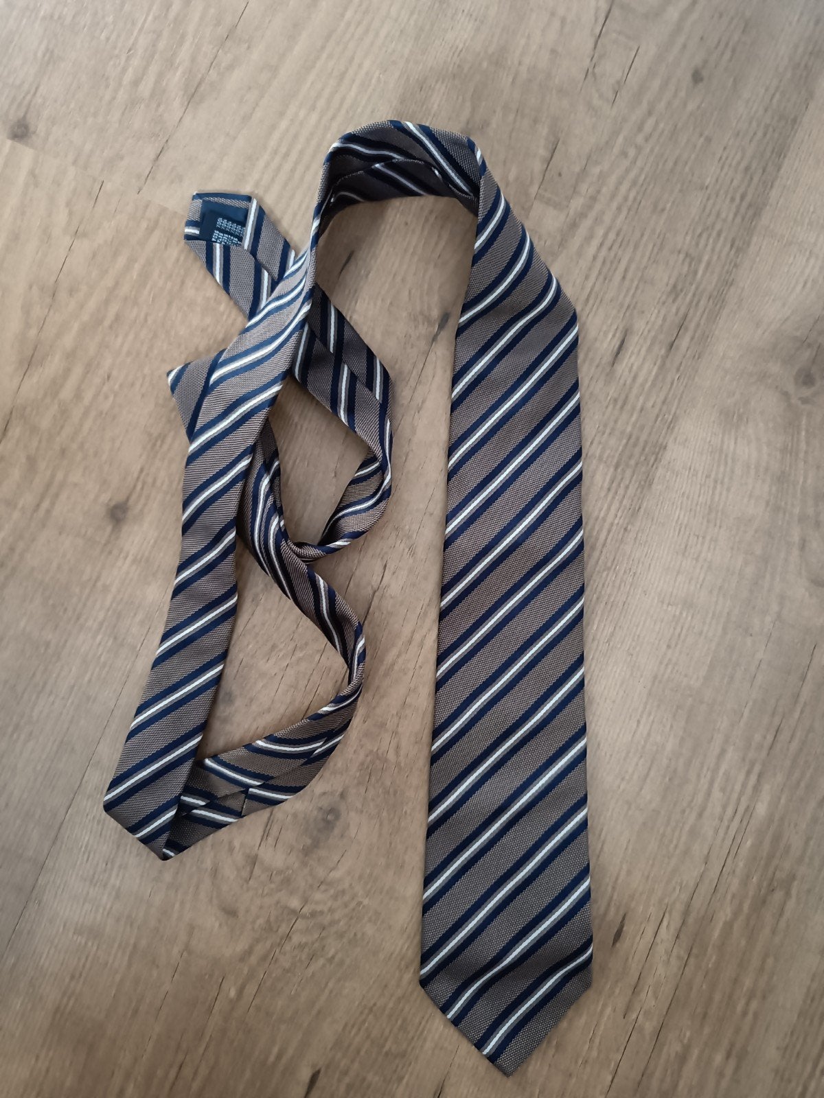 Nieuwe zijden stropdas met streepjespatroon, Ophalen of Verzenden, Nieuw, Bruin, Met patroon